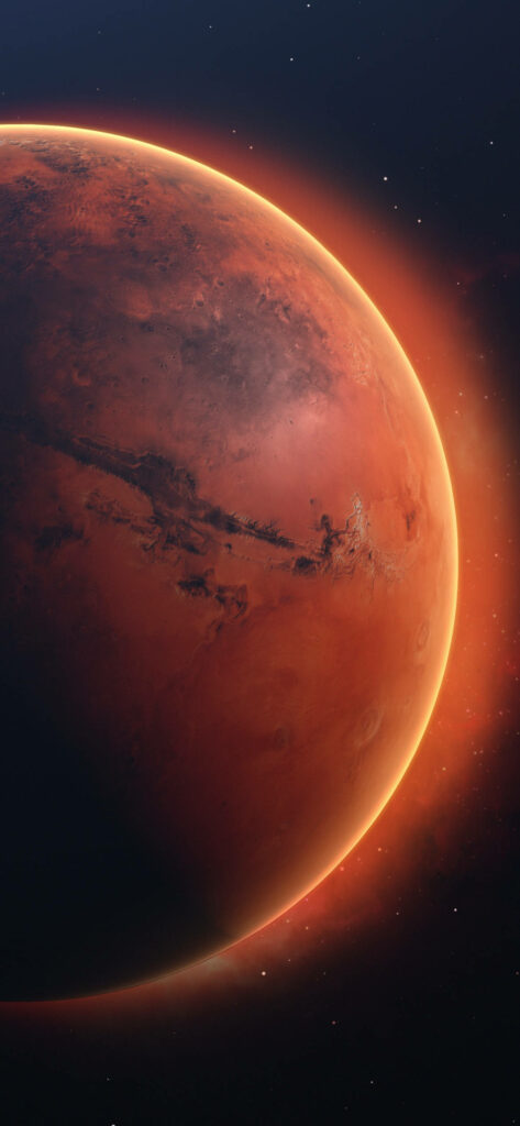 Vivid Red Planet Wallpaper: Close-Up in Starry Space Background