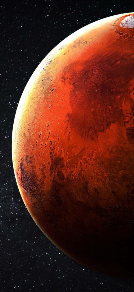 Red Planet Wallpaper: Serene Space Scene with Sparkling Stars