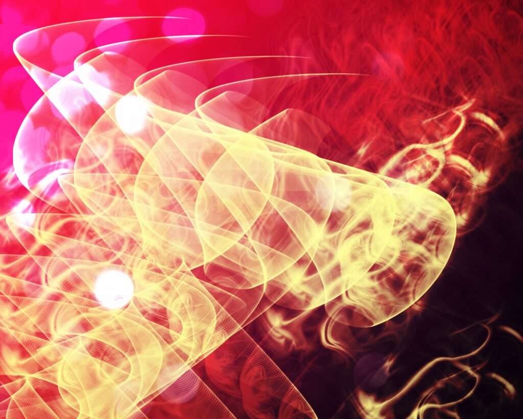 Vivid Red & Yellow Abstract Wallpaper with Dynamic Wavy Lines