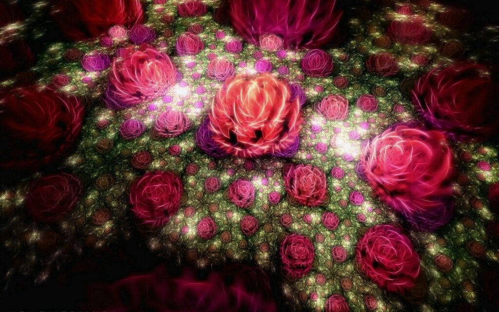 Vivid Rose Wallpaper with Fractal Patterns - Colorful Background