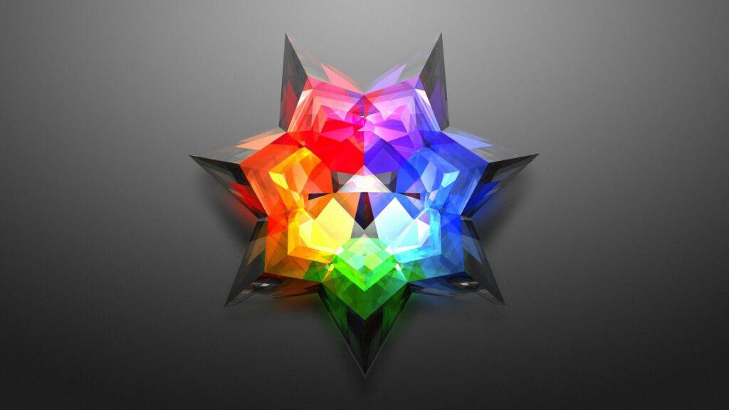 Dynamic Multi-Colored Starburst Wallpaper on Gradient Gray Background