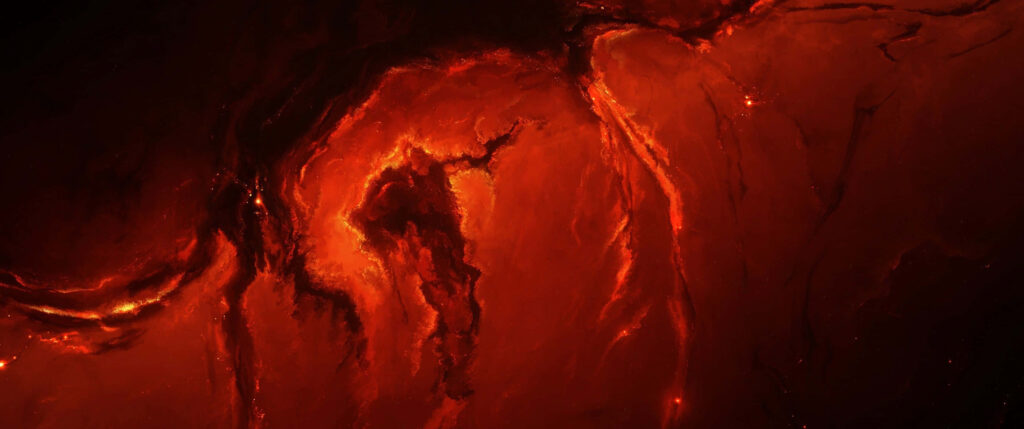 Vivid Stellar Wallpaper: Glowing Red & Orange Cosmic Nebula Background
