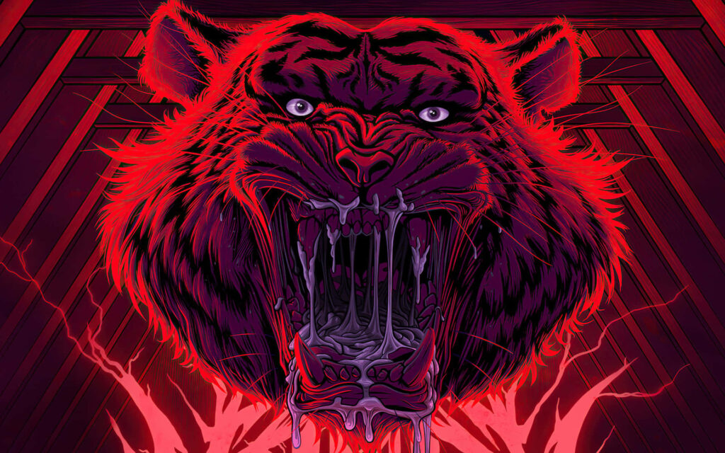 Vivid Roaring Tiger Wallpaper: Bold Colors & Dramatic Background