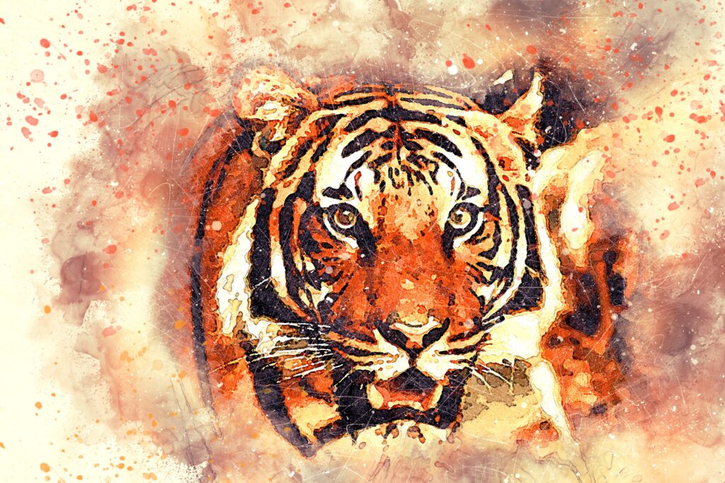 Vivid Tiger Wallpaper: Striking Muzzle & Dynamic Abstract Background