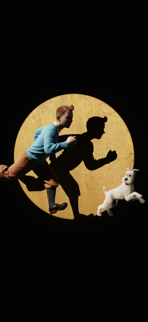 Vivid 3D Tintin & Snowy Wallpaper: Dynamic Adventure Scene