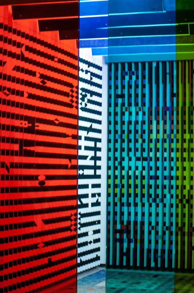 Vivid Striped Mosaic Wallpaper: High-Res Colored Glass Design