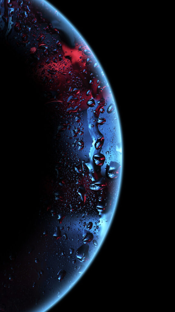 Vivid Close-Up: Spherical Surface with Water Droplets & Dark Background Wallpaper