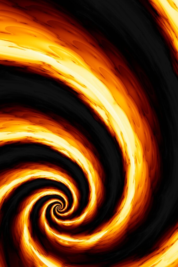 Vivid Yellow & Black Spiral Funnel Background - Abstract Design Wallpaper