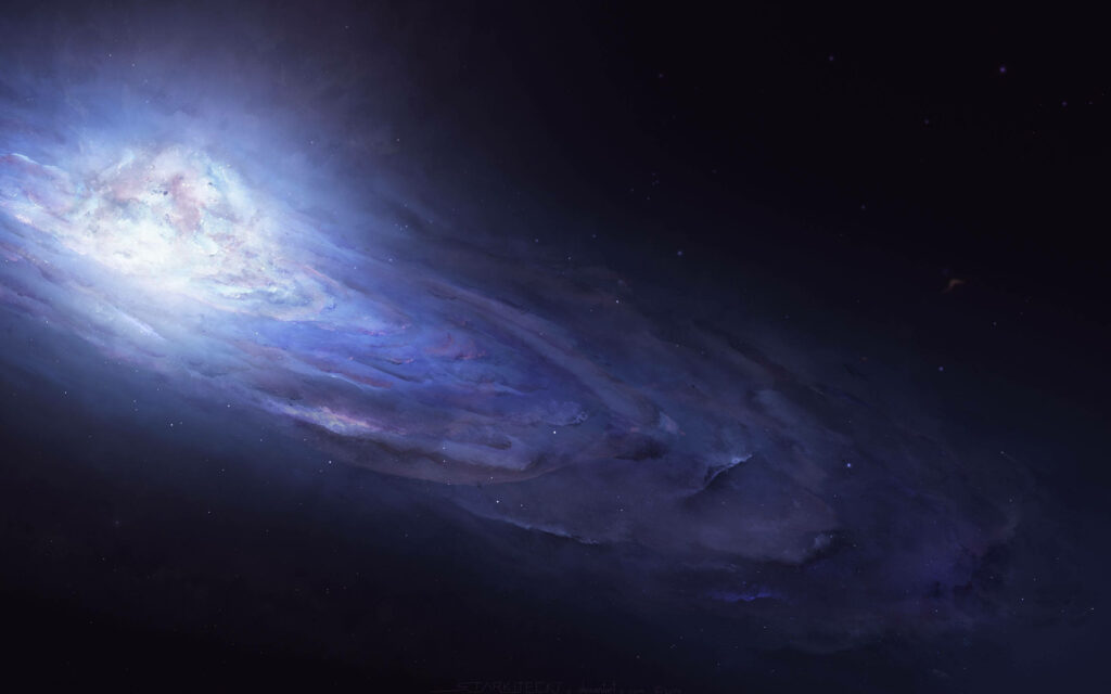 Immersive 4K Galaxy Background: Mesmerizing Blue Planet in a Hazy Cloudscape Wallpaper
