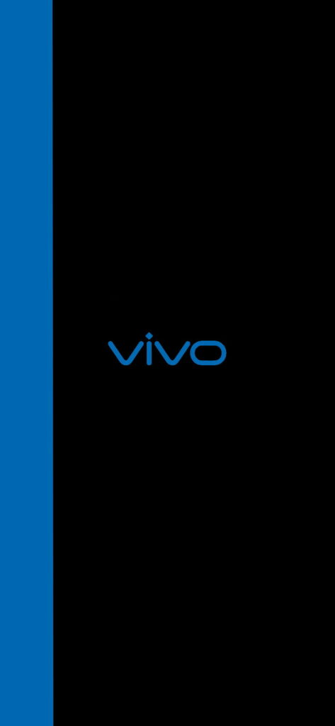 Minimalistic Vivo logo wallpaper in blue on black background - ideal for clean tech aesthetic