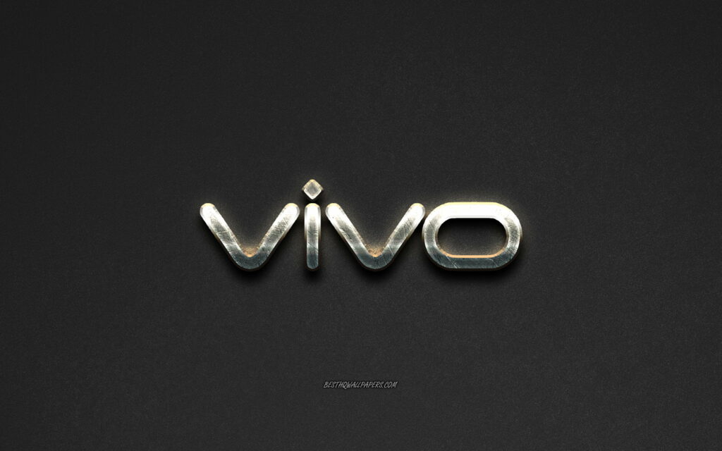 Steel and Creativity: A Unique Showcase of Vivo and Steel Art on Gray Stone Background Wallpaper