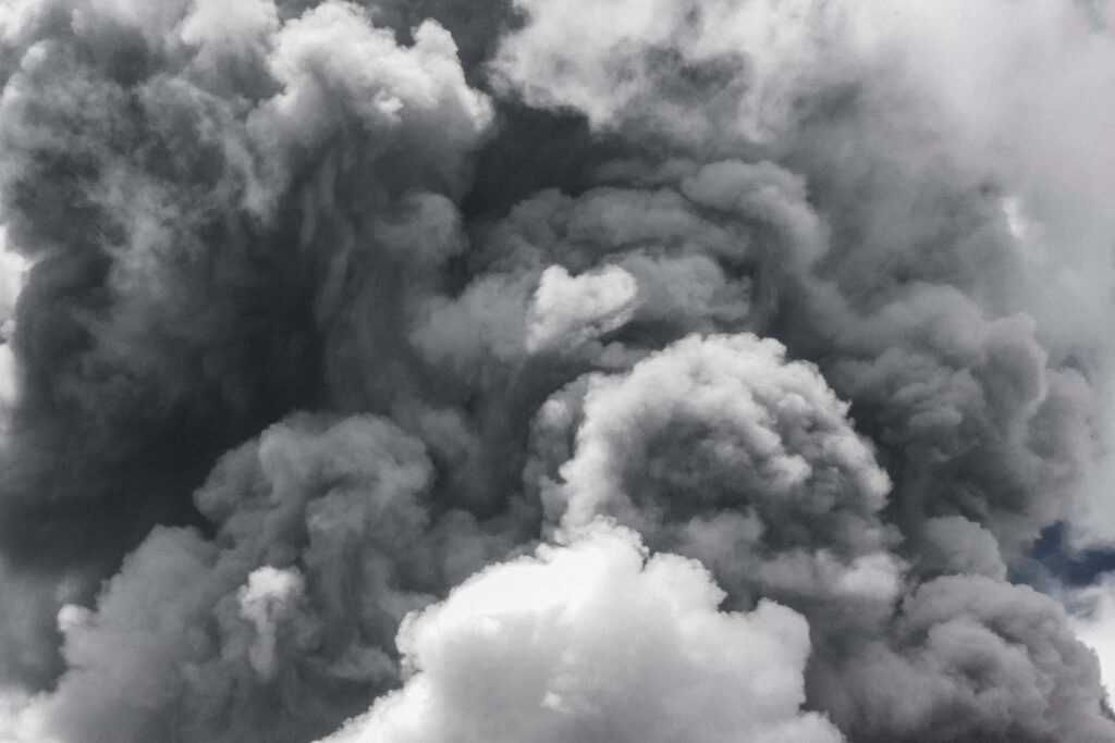 Dramatic Black and White Volcanic Eruption Cloud Wallpaper Background