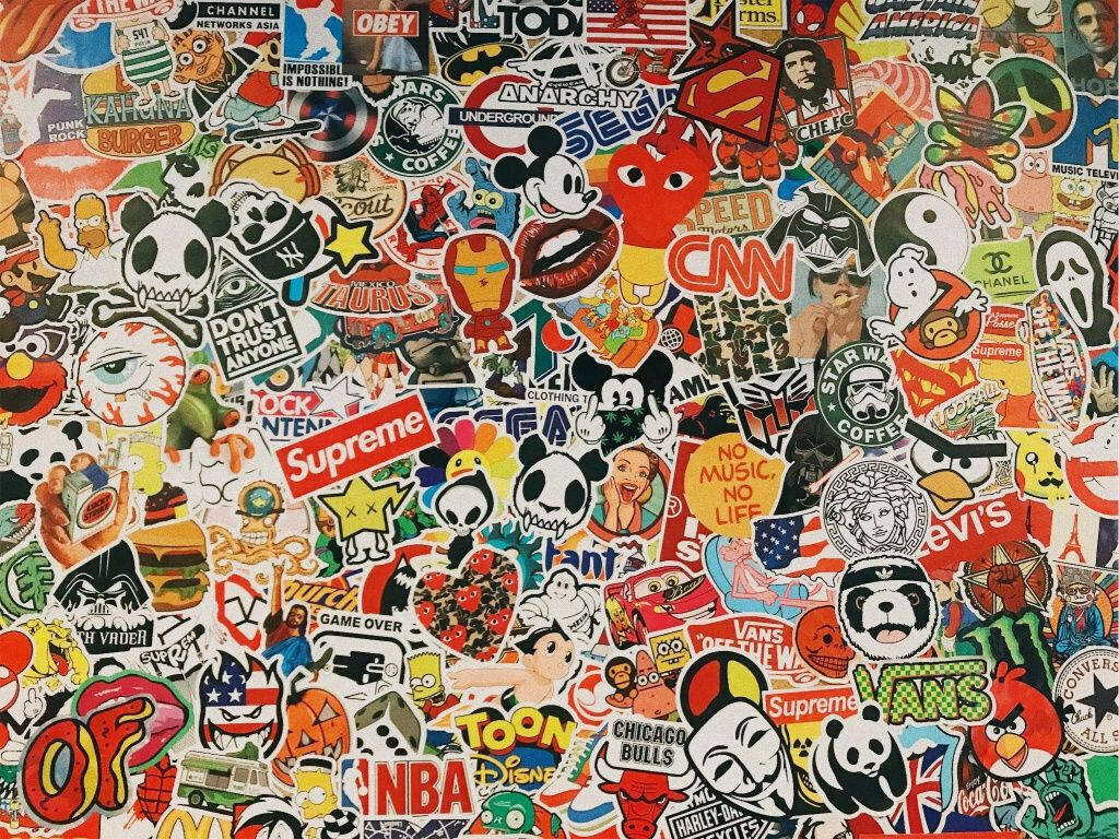 Famous Brands and Logos Collide: A Colorful Vsco Photo Collage Wallpaper