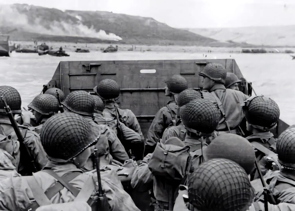 WWII Allied Forces Landing: Historical Beach Scene Wallpaper