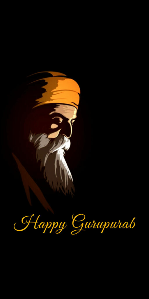 Serenity Illuminated: Waheguru's Side Profile Embracing Gurupurab Bliss Wallpaper
