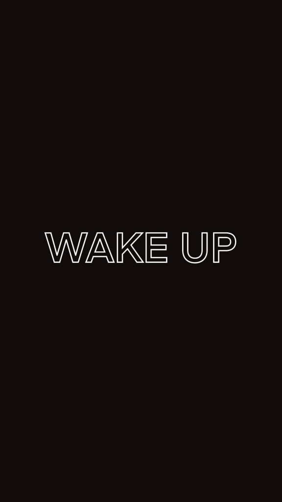 Minimalist wake up wallpaper black background white outline font AMOLED optimized battery saver