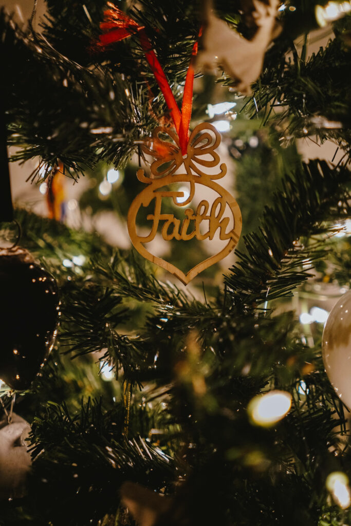 Warm Christmas Tree Ornament: Faith Decor & Magical Lights Background Wallpaper