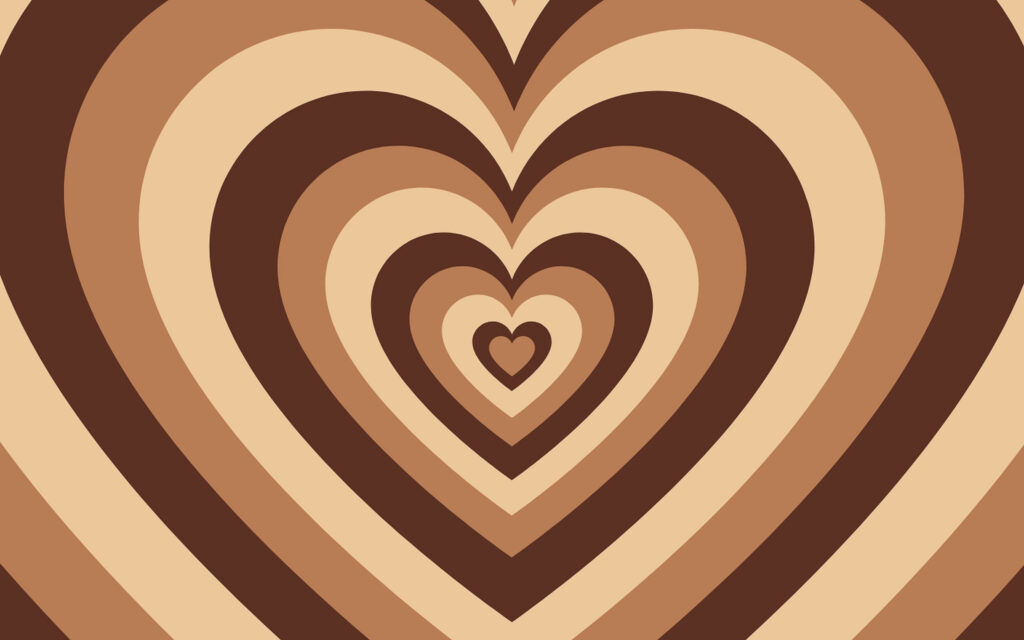 Brown Hearts Wallpaper: Aesthetic Concentric Design Background