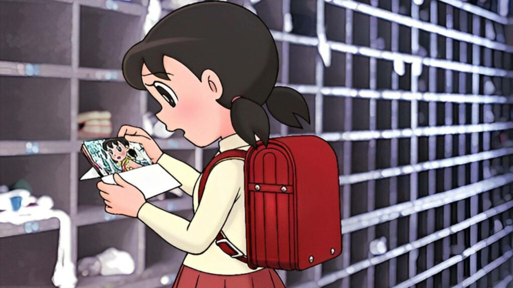 Thoughtful Shizuka Wallpaper: Nostalgic Doraemon Scene
