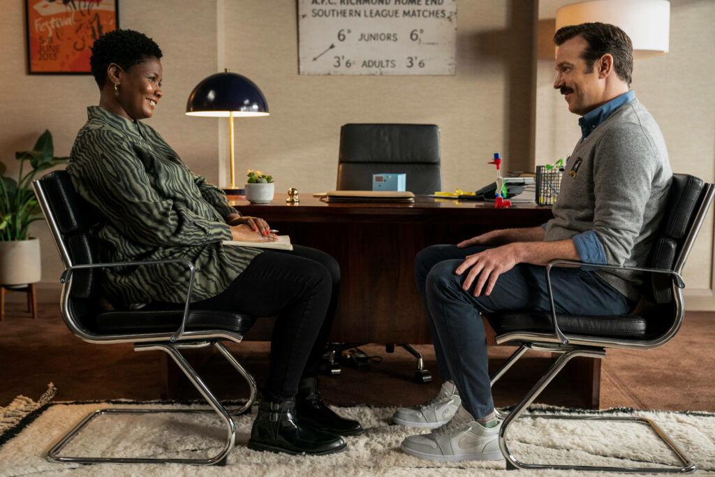 Warm Office Wallpaper: Ted Lasso & Dr. Sharon’s Conversation Moment