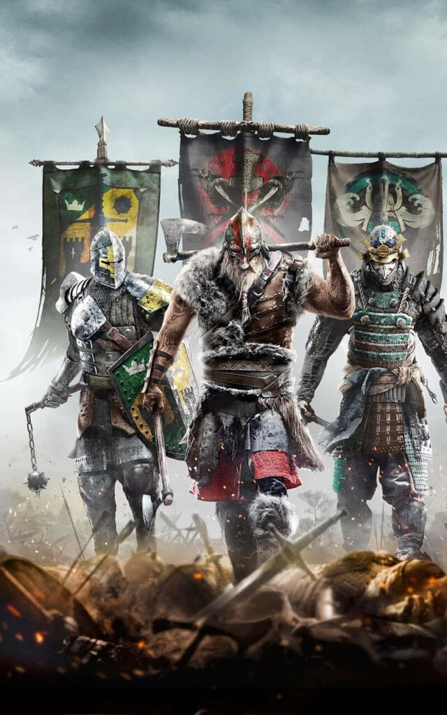 Medieval Knight, Viking, and Samurai Warriors Stand Together in Epic For Honor Artwork Wallpaper