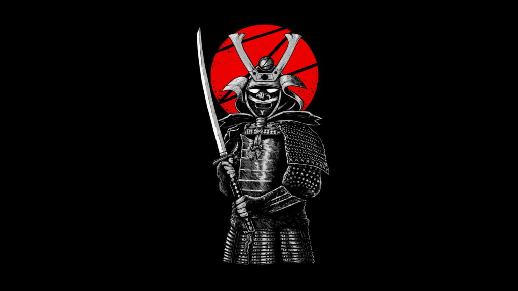 Warrior of Steel: A Samurai's Stylish Swordplay in HD Wallpaper