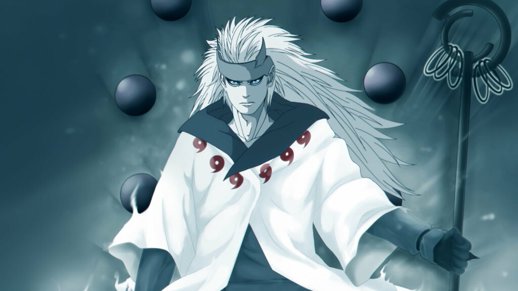 Rising Power: Majestic Madara Uchiha in QHD Anime Wallpaper