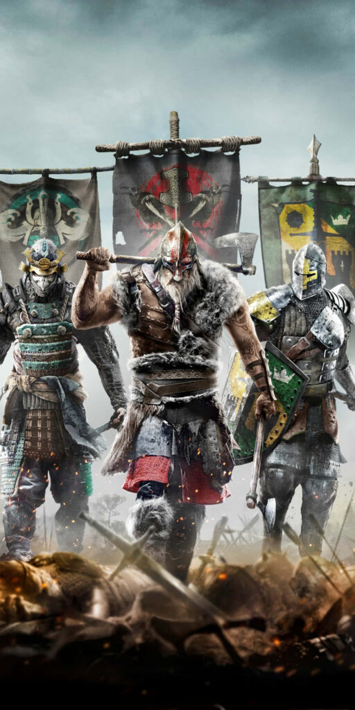 For Honor Warriors: Samurai, Viking, Knight in Distinct Armor Ready for Battle in Historical Universe Wallpaper