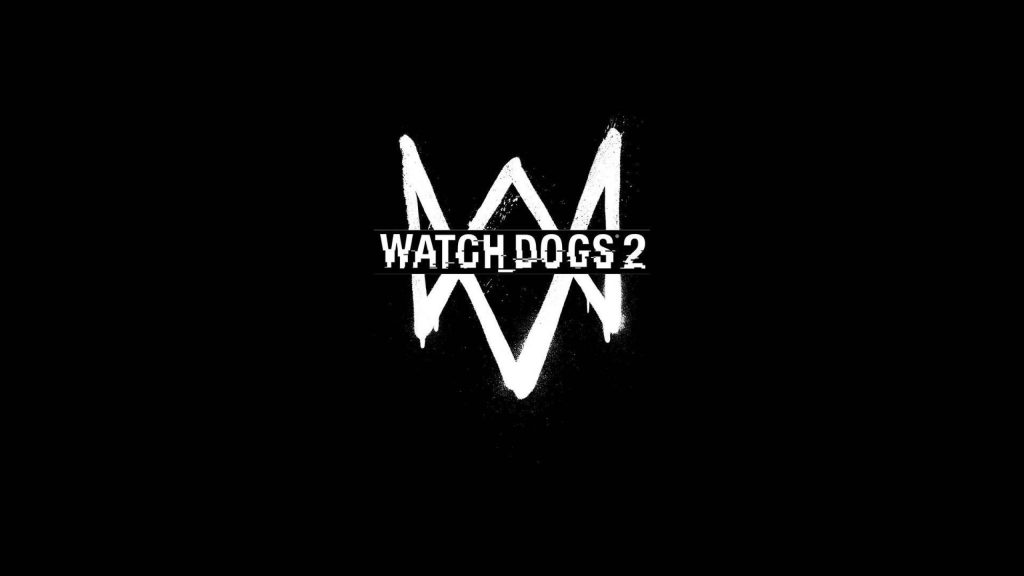 High-contrast Watch Dogs 2 wallpaper with white DedSec logo on black minimalist hacker background