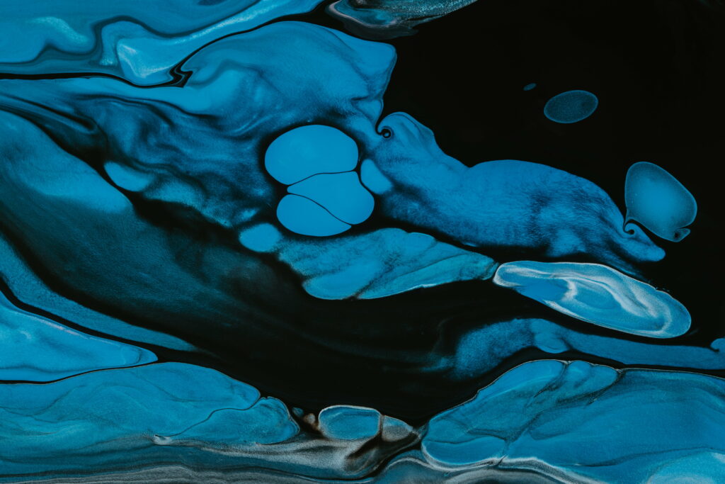 Abstract Watercolor Stains: Dark Blue Dreamscape - 5K Wallpaper Background