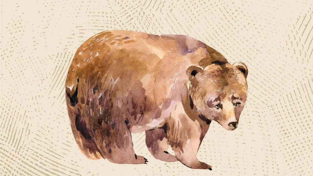 Watercolor Bear Wallpaper: Earthy Tones & Textured Background Art
