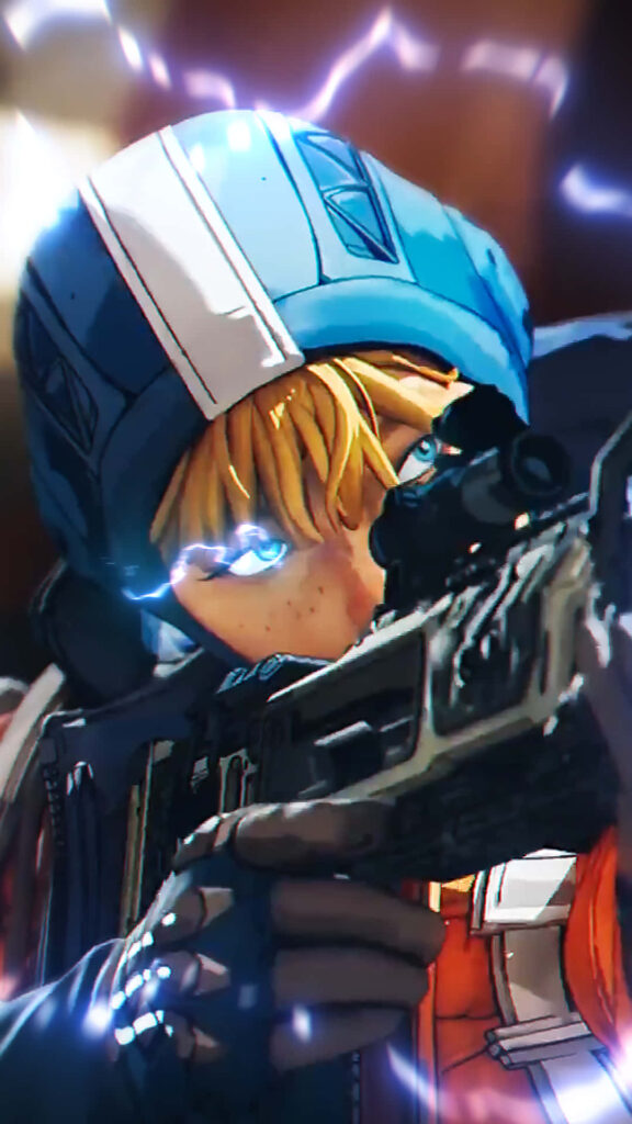 Wattson Apex Legends wallpaper intense lightning eyes aiming weapon focused dynamic background