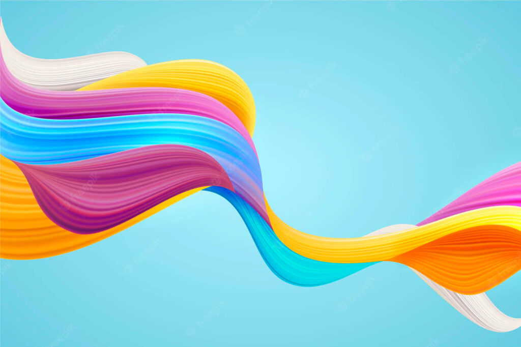 Vibrant Waves of Color Against a Serene Blue Background Wallpaper