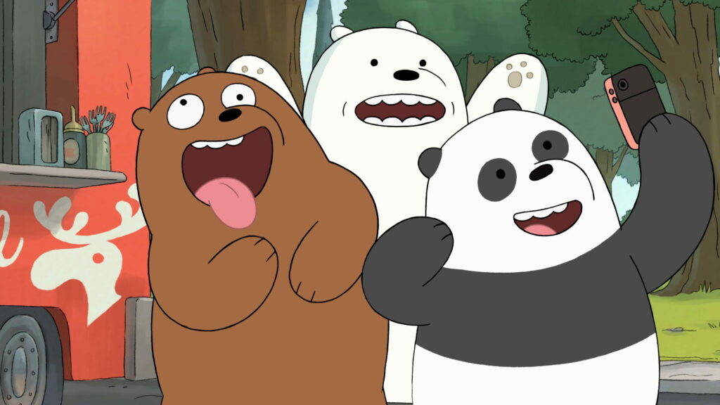 We Bare Bears' Farewell: Adorable Baby Bears in HD Wallpaper Background