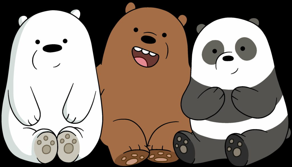 Adorable Trio: We Bare Bears in Vibrant QHD Cartoon Wallpaper