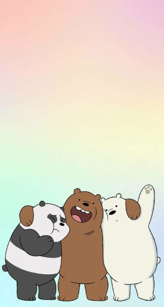 Adorable Trio: We Bare Bears in HD - A Perfect Phone Wallpaper for Animal Lovers