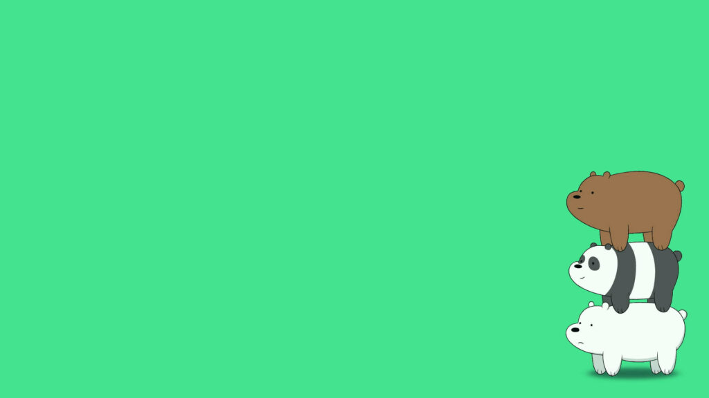 Playful We Bare Bears Wallpaper on Vibrant Green Background