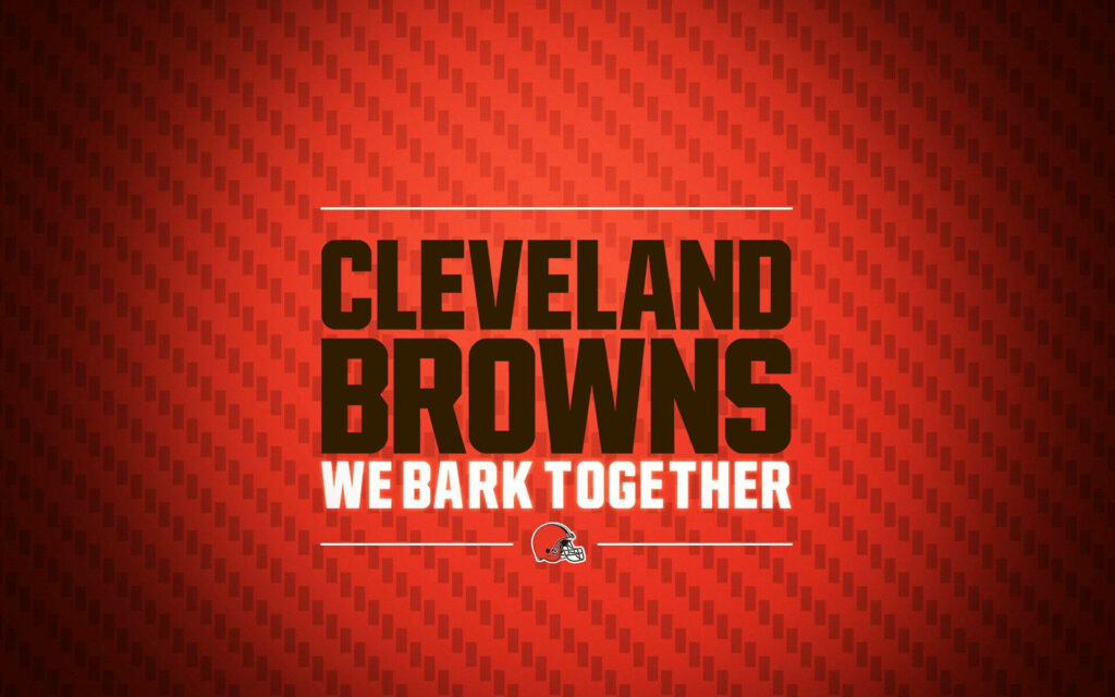 Cleveland Browns wallpaper with We Bark Together quote vibrant orange background and helmet logo