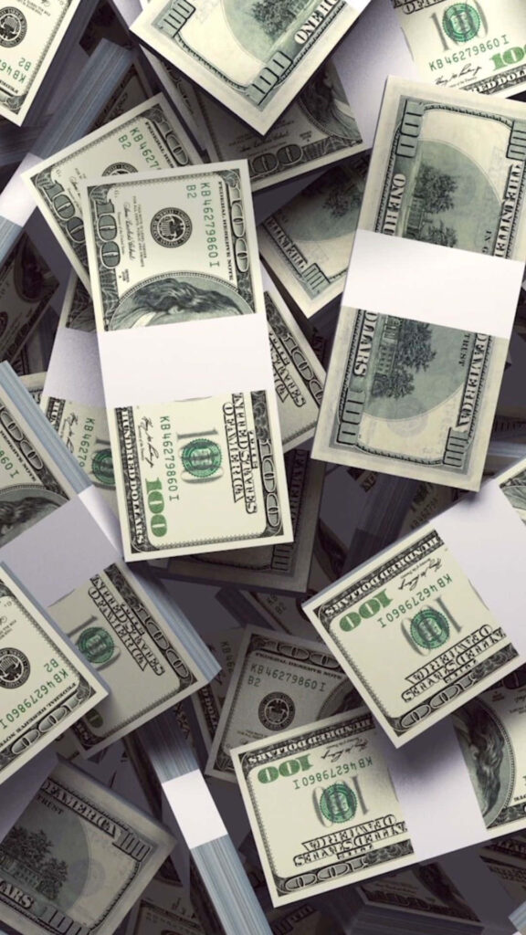 Dynamic wallpaper with stacks of US hundred dollar bills symbolizing wealth and prosperity background