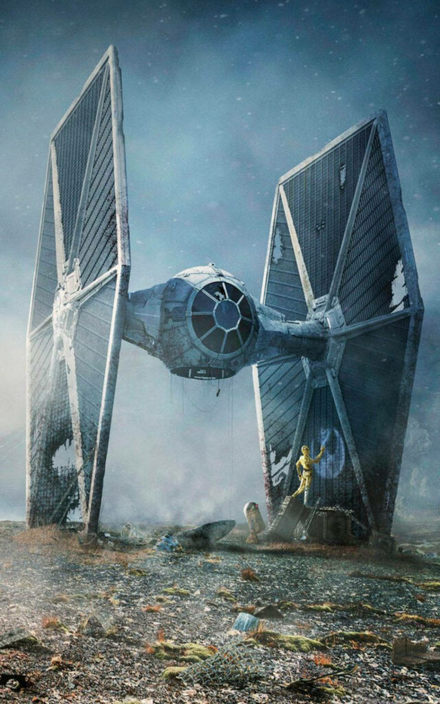 Weathered TIE Fighter Wallpaper: Star Wars Landscape Background