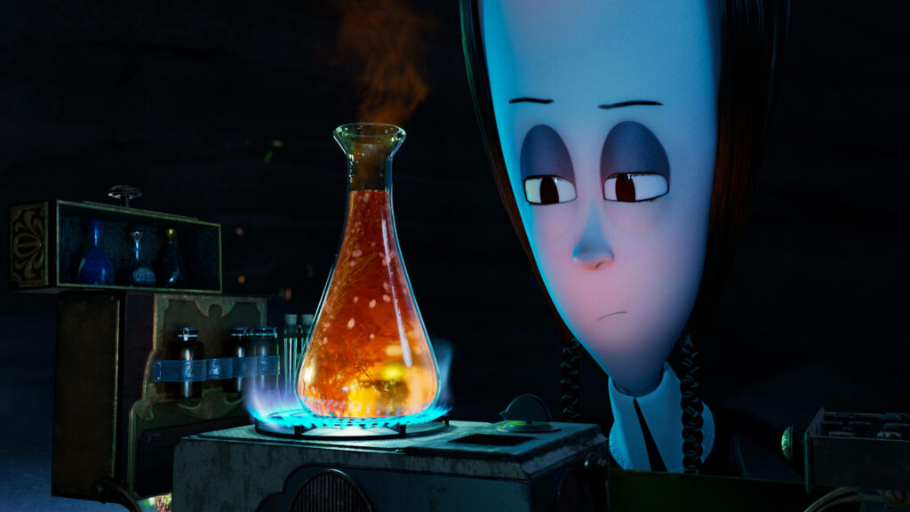 Wednesday Addams: Gothic Charm in a Potion Lab Wallpaper Background
