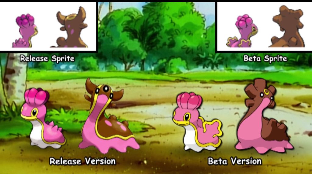 West Sea Shellos and Gastrodon design evolution final and beta sprites Pokémon wallpaper