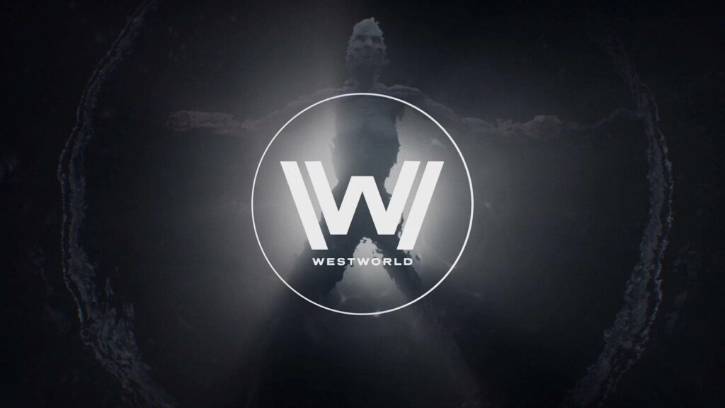 Futuristic Westworld Wallpaper: Symbol & Robotic Figure in Mystery