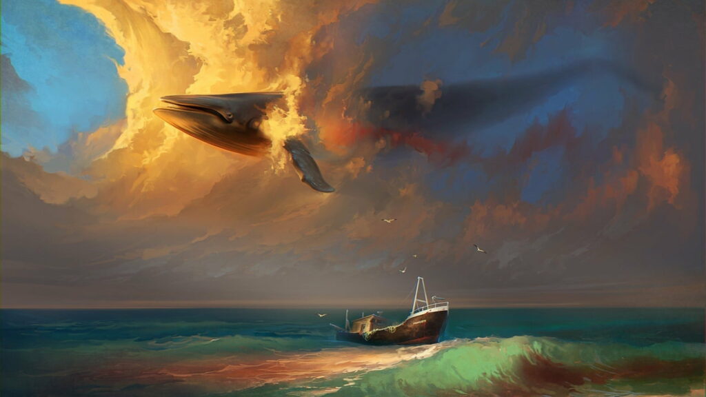Whale of a Trip: A Surrealistic Sojourn on a Trippy Ship - HD Wallpaper Photo