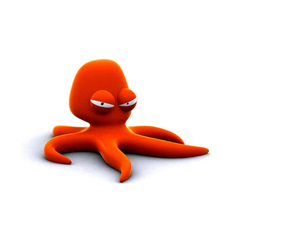 Whimsical 3D Orange Octopus Wallpaper for Your Phone Background