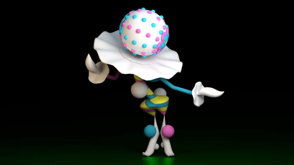 Vibrant 3D Creature Wallpaper: Colorful Polka Dots & Whimsical Design