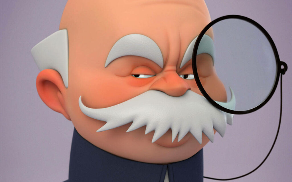 Whimsical 3D Animated Wallpaper: Mustachioed Man with Monocle