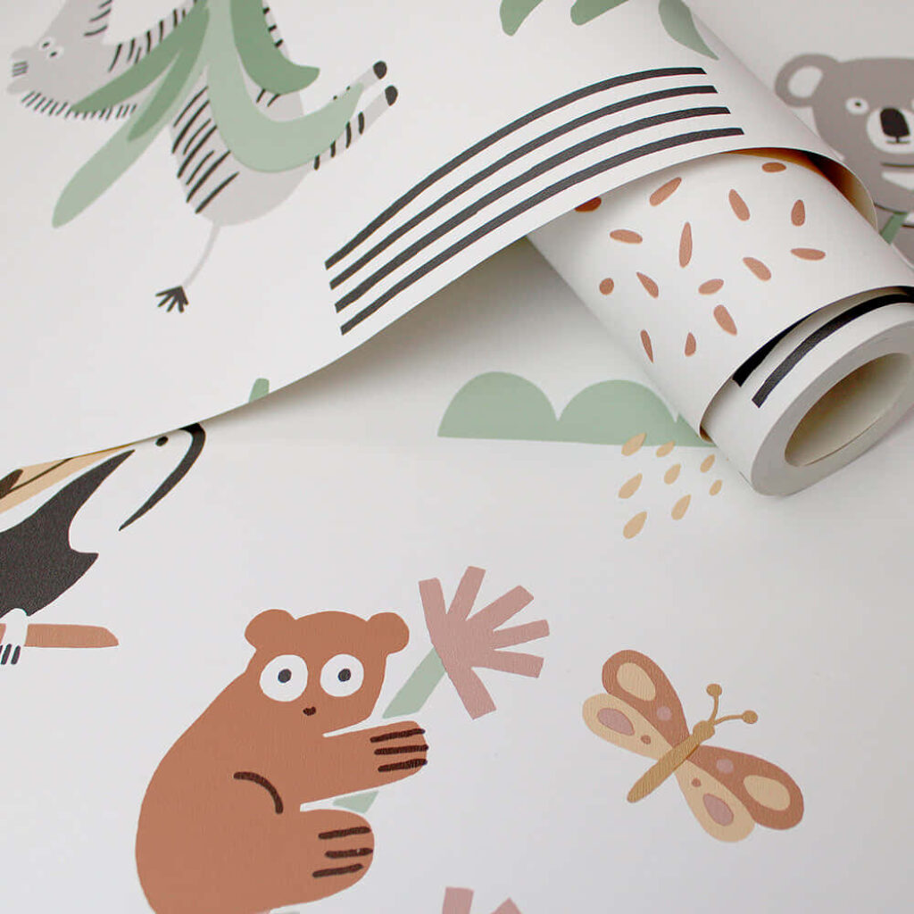 Whimsical Animal Wallpaper for Soft, Charming Nursery Decor