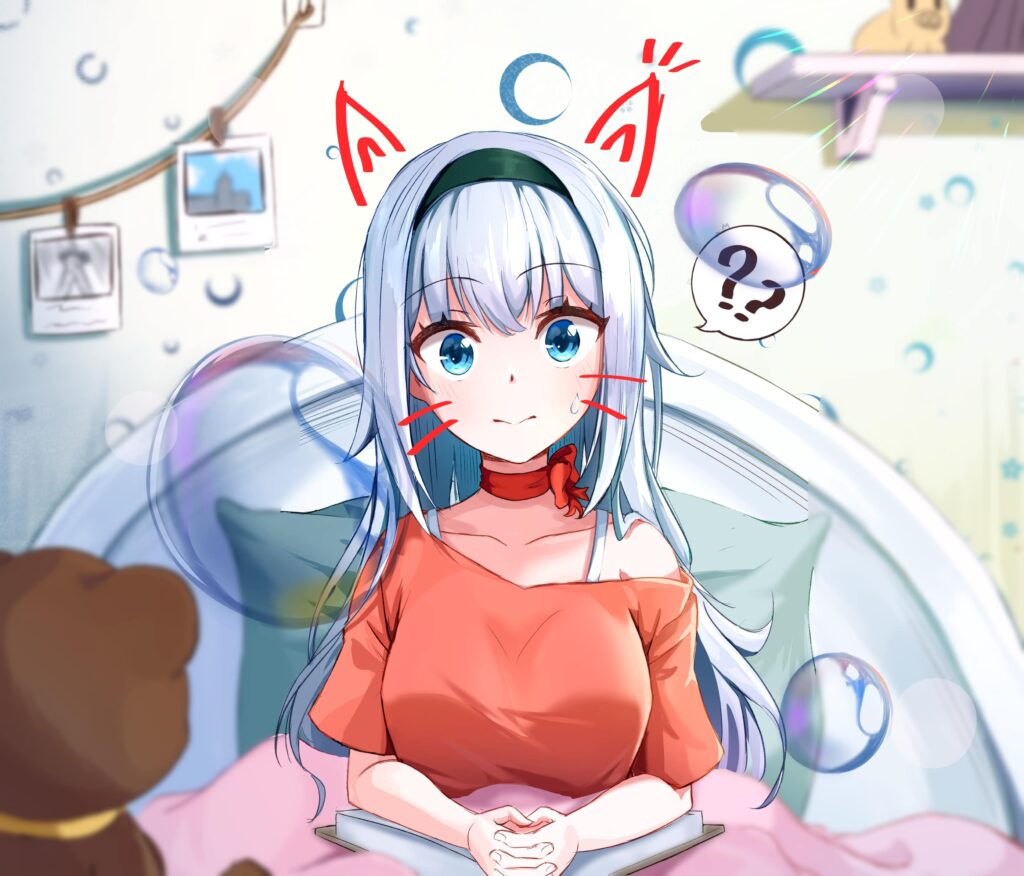 Whimsical Anime Cat Girl Wallpaper with Bubbles and Playful Vibes