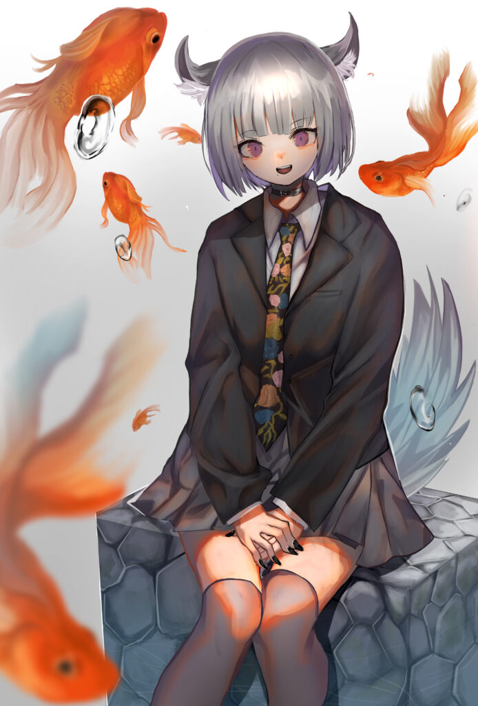 Serene Anime Wallpaper: Girl with Cat Ears in Dreamy Scene